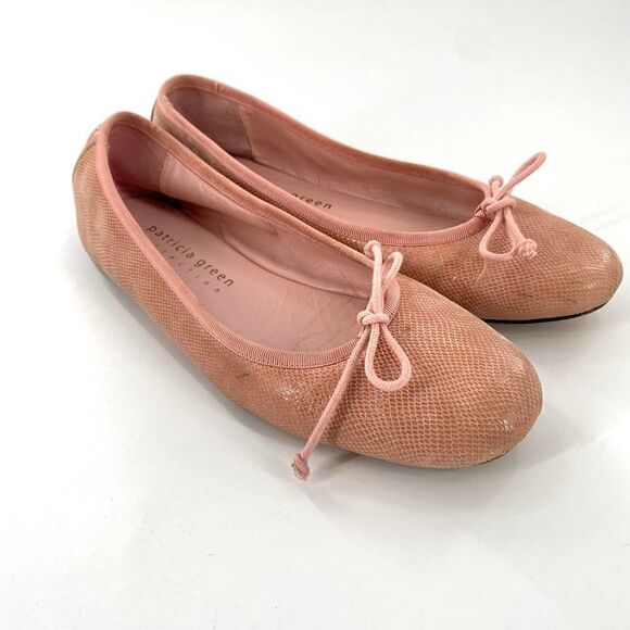 Patricia Green Ballet Flat Snake-Skin Bowtie Pink Size 7.5M - Picture 3 of 10